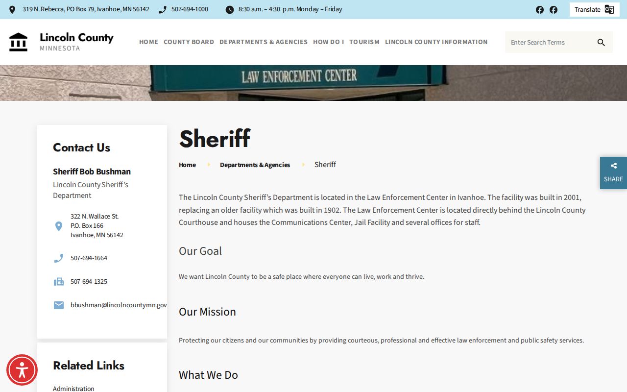 Lincoln County Jail release source on the official Sheriff overview